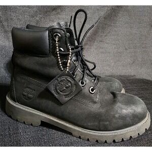 Timberland Women's‎ Premium Black Nubuck Boots Size 6 Grunge Moto Biker EUC